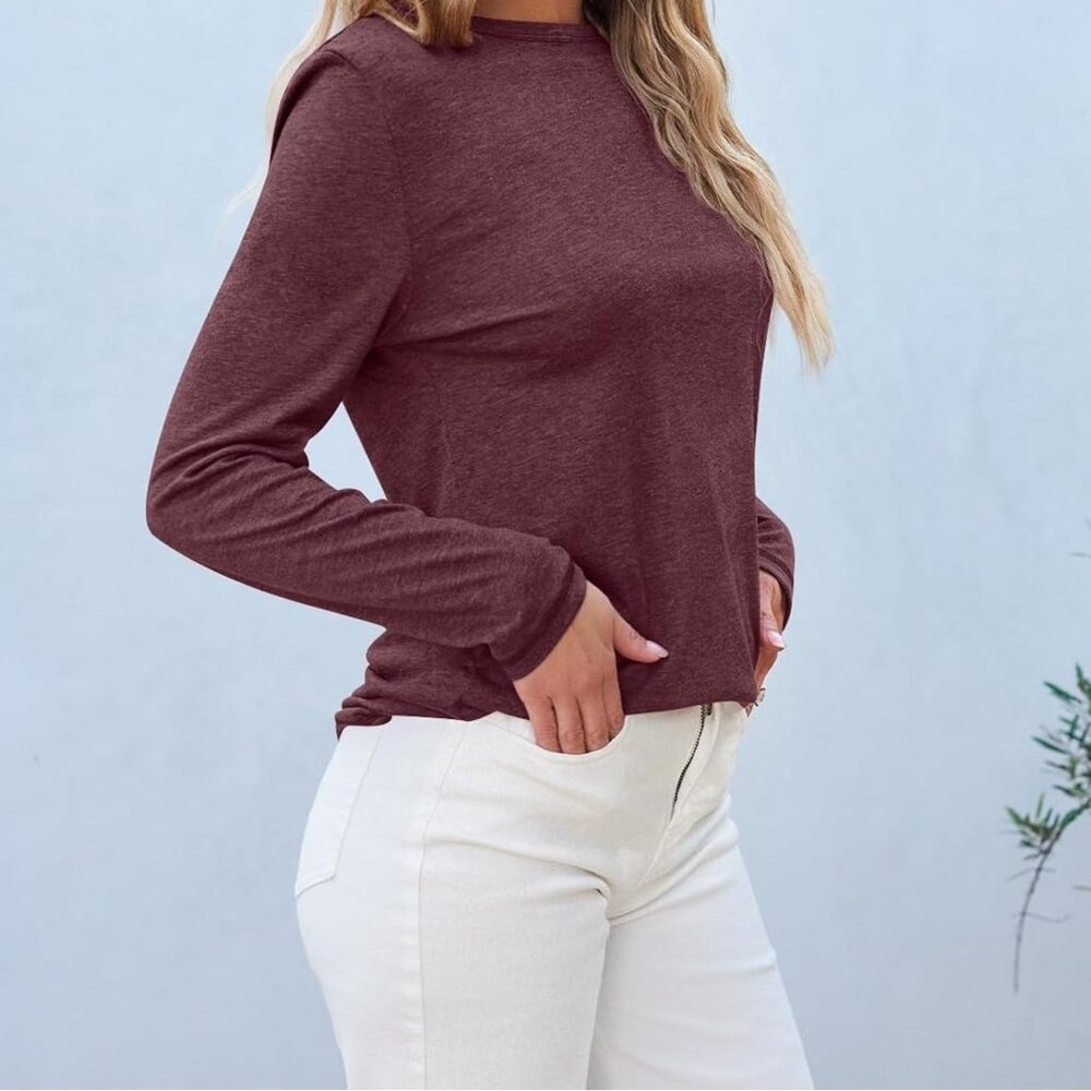 Women's Long Sleeve Shirt – Small, Wine Red